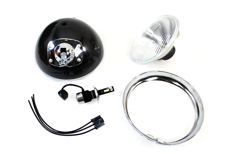 HARLEY 7 inch 12 Volt LED Headlamp Black fits 1949-1959 FL, application