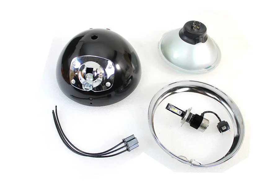 HARLEY 7 inch 12 Volt LED Headlamp Black fits 1949-1959 FL, application