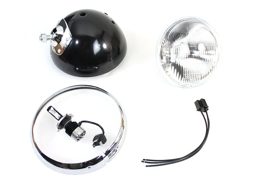 HARLEY 7 inch 12 Volt LED Headlamp Black fits 1949-1959 FL, application