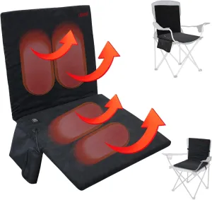 Heated Cushion for Camping Chair, Portable Heated Seat Cushion, Thickened 3 Mode Adjustable Heating Levels Foldable Back Heated Chair Pad for Indoor, Outdoor, Sports, Camping (No Power Bank) (Black)