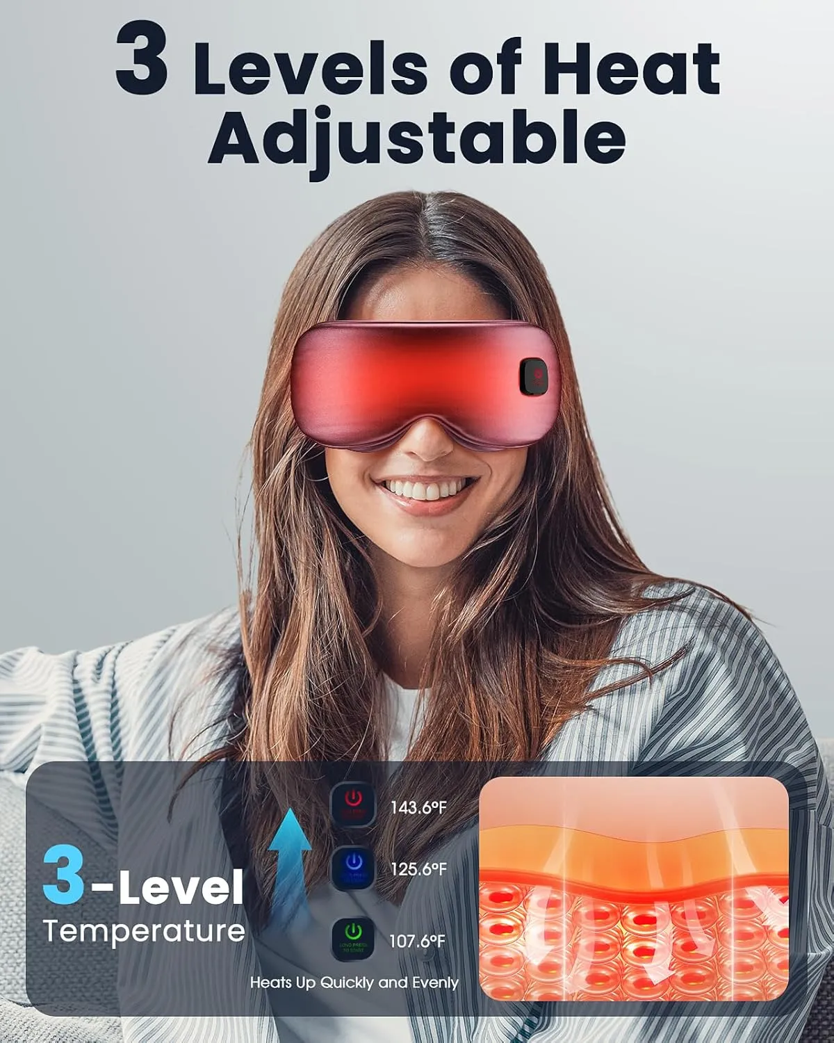 Heated Eye Mask - Cordless Eye Mask for Dry Eyes, Eye Relief, Improved Sleep, Washable Eye Heating pad for Travel and with Replaceable Shell