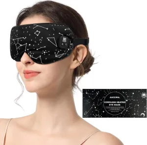 Heated Eye Mask, Cordless Warm Eye Compress for Dry Eyes Blepharitis, Stye Eye Treatment with 4 Heating Levels & 4 Timer Settings, Detachable & Washable