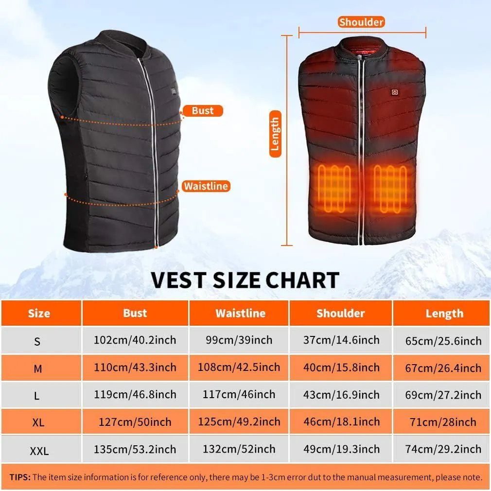 Heated Vest, USB Charging Heating Vest for Men Women Washable Body Warmer with Battery Pack for Outdoor Camping