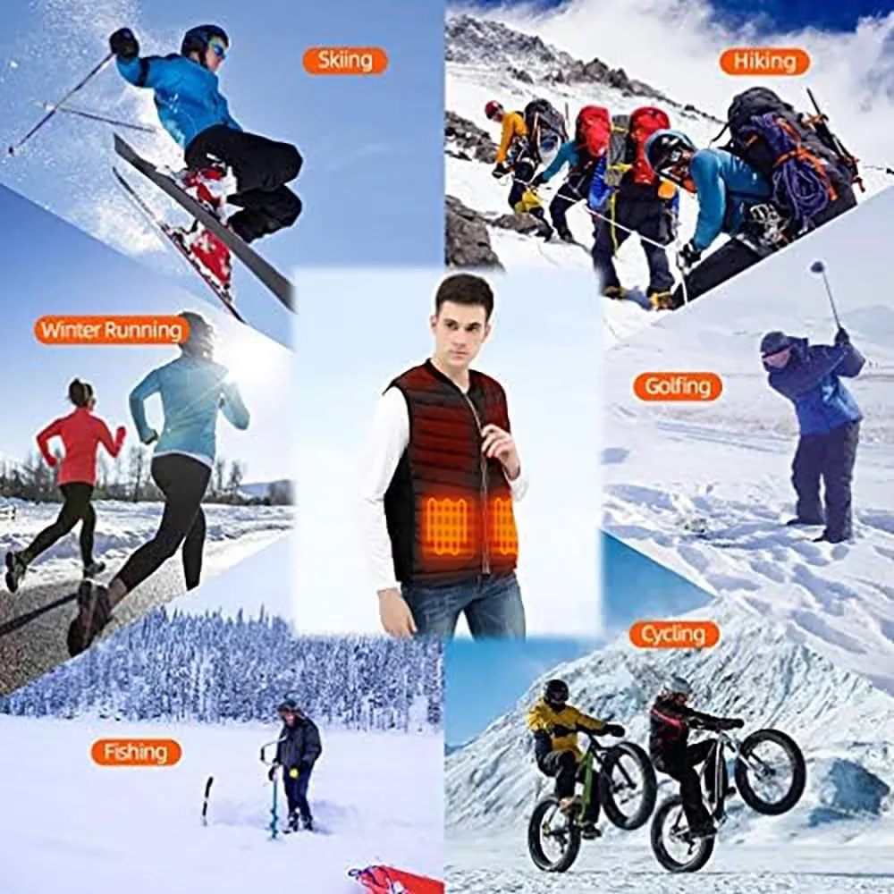 Heated Vest, USB Charging Heating Vest for Men Women Washable Body Warmer with Battery Pack for Outdoor Camping