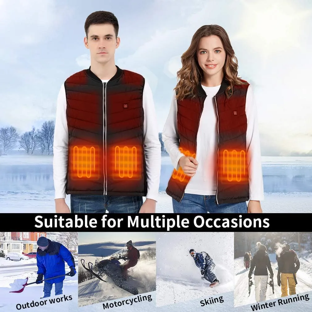 Heated Vest, USB Charging Heating Vest for Men Women Washable Body Warmer with Battery Pack for Outdoor Camping
