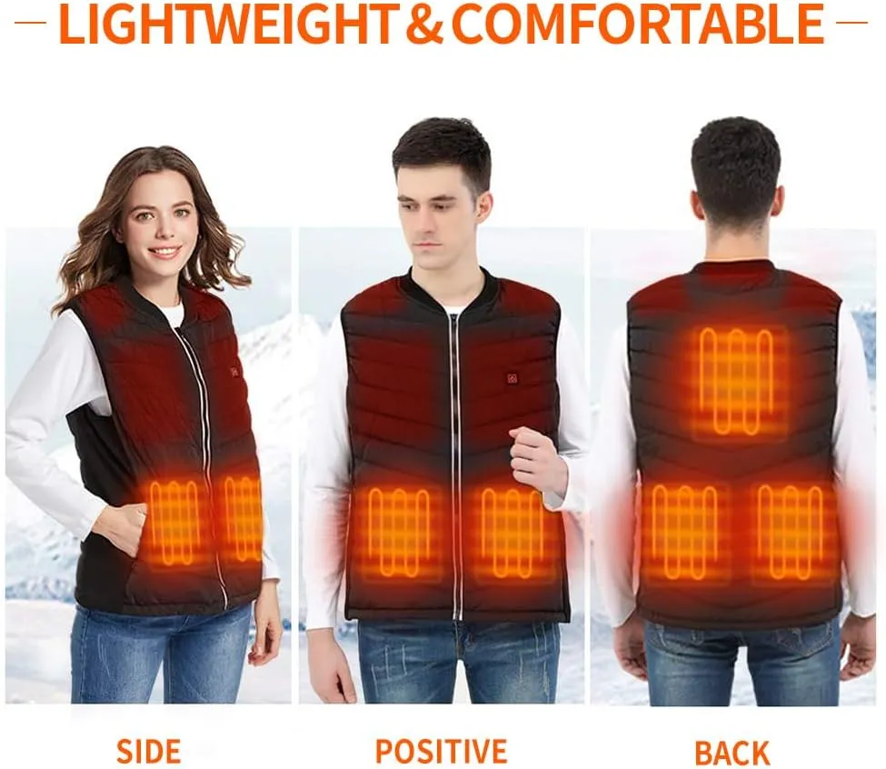 Heated Vest, USB Charging Heating Vest for Men Women Washable Body Warmer with Battery Pack for Outdoor Camping