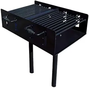 Heavy Duty Outdoor Group Camp Park Style Charcoal & Wood Grill with In-Ground Post