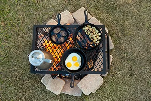 Heavy-Duty Portable Camping Grill Grate for Campfire Cooking, Black