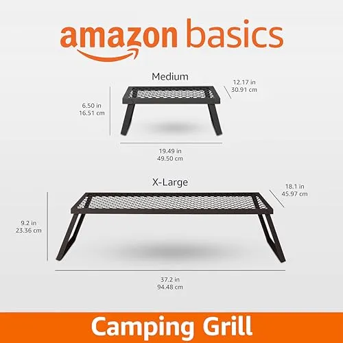 Heavy-Duty Portable Camping Grill Grate for Campfire Cooking, Black