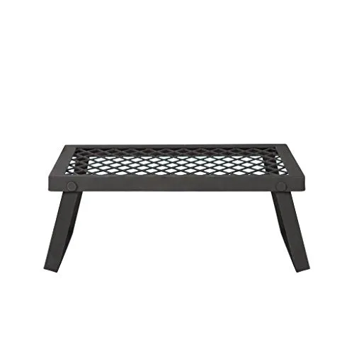 Heavy-Duty Portable Camping Grill Grate for Campfire Cooking, Black