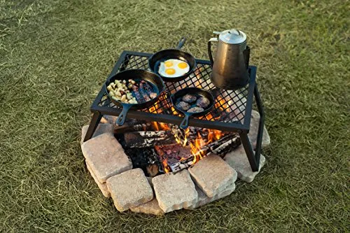 Heavy-Duty Portable Camping Grill Grate for Campfire Cooking, Black