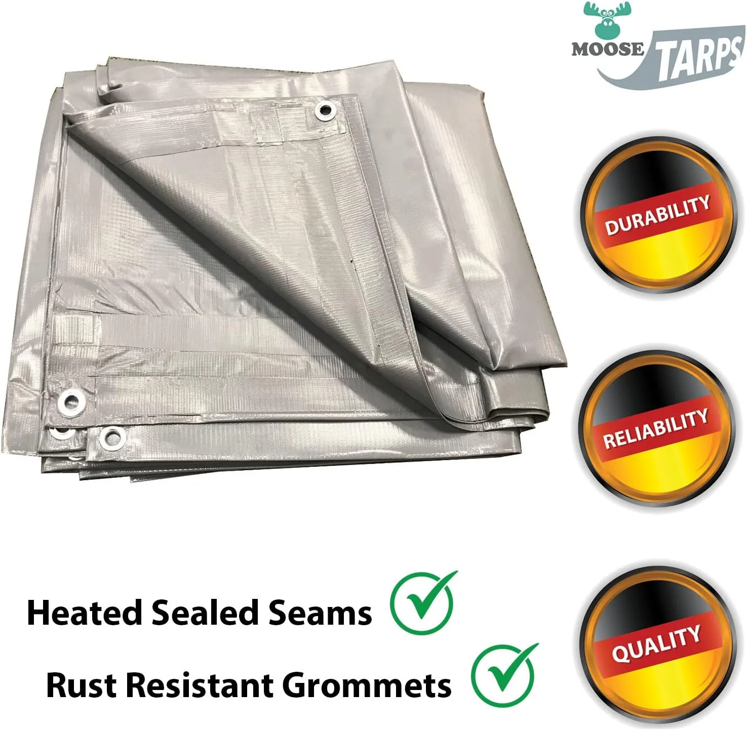 Heavy Duty Tarp, 100% Waterproof 12mil Thick PVC Vinyl Tent Tarp for Camping, Multi-Purpose Thick Protective Cover, Weather Proof, Heavy Duty, UV Resistant, 20 Feet x 20 Feet, Gray
