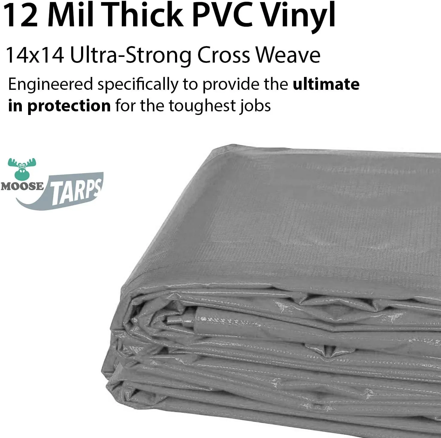 Heavy Duty Tarp, 100% Waterproof 12mil Thick PVC Vinyl Tent Tarp for Camping, Multi-Purpose Thick Protective Cover, Weather Proof, Heavy Duty, UV Resistant, 20 Feet x 20 Feet, Gray