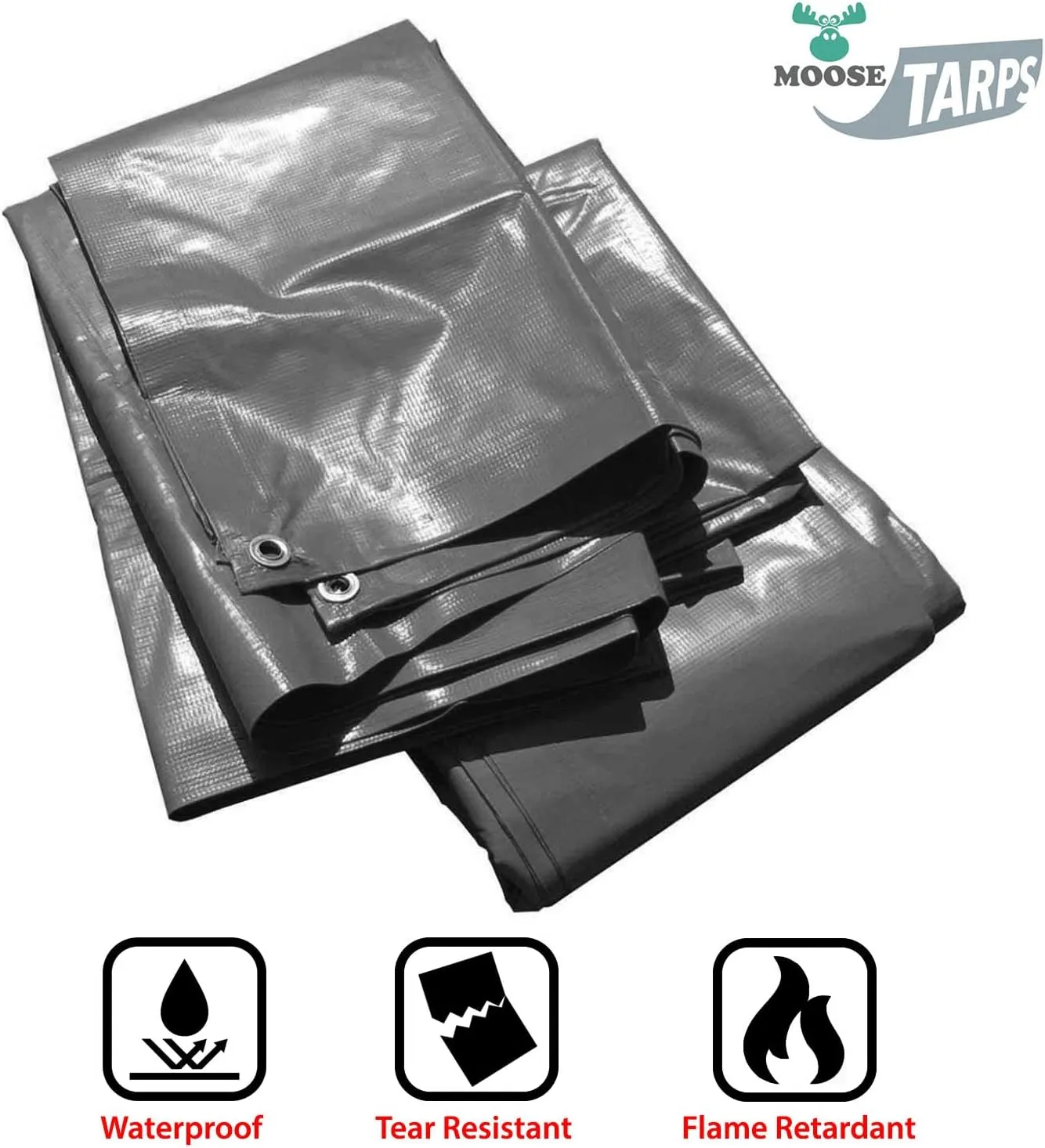Heavy Duty Tarp, 100% Waterproof 12mil Thick PVC Vinyl Tent Tarp for Camping, Multi-Purpose Thick Protective Cover, Weather Proof, Heavy Duty, UV Resistant, 20 Feet x 20 Feet, Gray