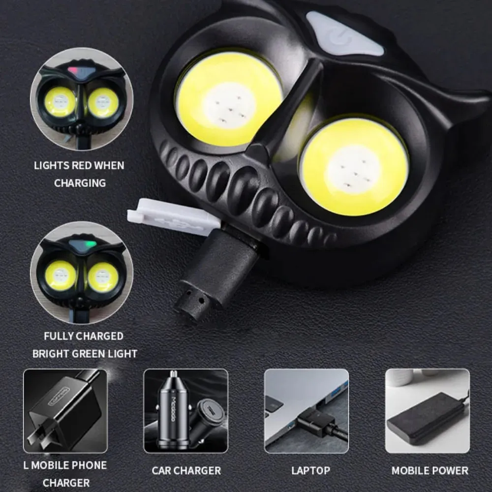 High Power COB LED Owl Headlamp Magnetic Absorption Induction Small Creative Owl Headlamp