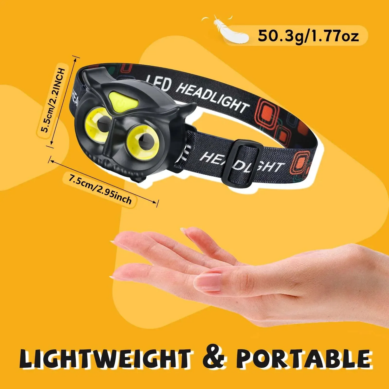High Power COB LED Owl Headlamp Magnetic Absorption Induction Small Creative Owl Headlamp