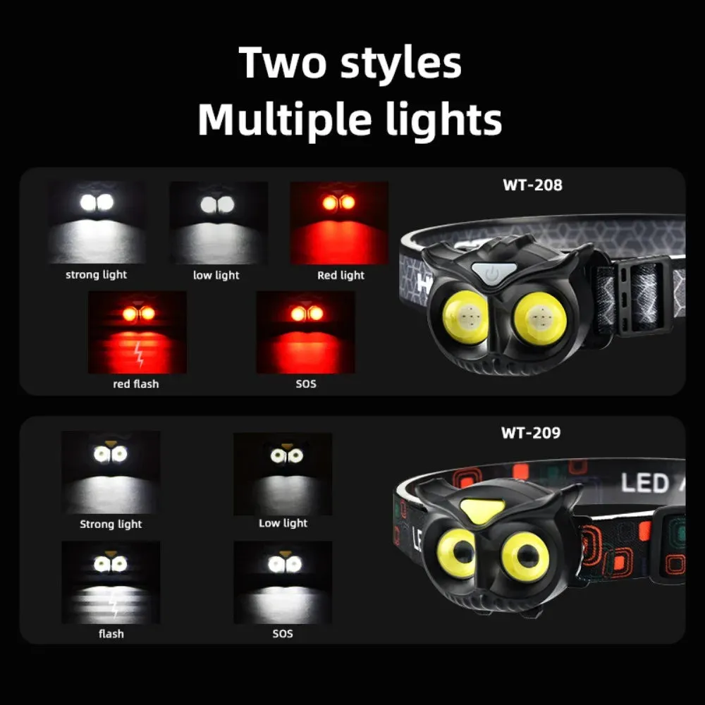 High Power COB LED Owl Headlamp Magnetic Absorption Induction Small Creative Owl Headlamp