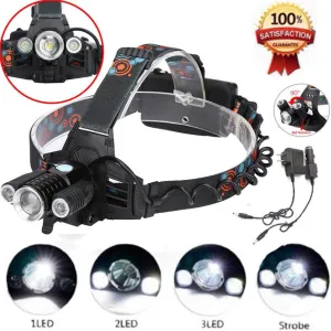 High Quality  Multifunctional Headlamp XM-L 3x T6 LED Headlight 18650 Light Charger Battery