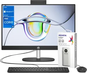 HP 24 i5 Essential All-in-One Desktop, 23.8" FHD IPS, Intel i5-1335U, 64GB RAM, 4TB SSD, 1080p Webcam, 310 Black Wired Keyboard and Mouse Combo, Bundle with ADATA Technology P10000QCD Power Bank