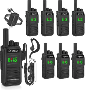 HTD-825 Long Range Two Way Radio - Waterproof Walkie-Talkie - 2W Powerful Adult Walkie Talkies with 2500mAh Battery & VOX Function Great for Outdoor Camping 8 Pack