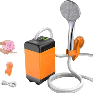 HXBER Outdoor Camping Shower Pump with ligent Digital Display Electric Portable Camping Shower