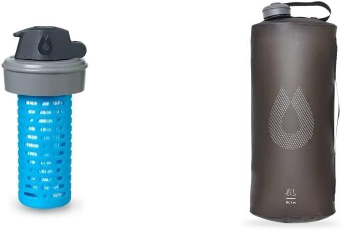 HydraPak Seeker 3L Ultra-Light Water Reservoir for Backcountry Hiking, Camping, and Emergency Preparedness & Compatible 42mm Filter Cap - Water Filtration Accessory