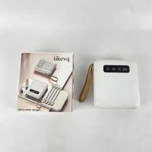 iikevq Battery chargers for mobile phones, Portable Charger with Built in Cables, Portable Charger with Cords Wires Slim 10000mAh Travel Battery Pack 3 Outputs 1 Inputs 3A Fast Charging Power Bank