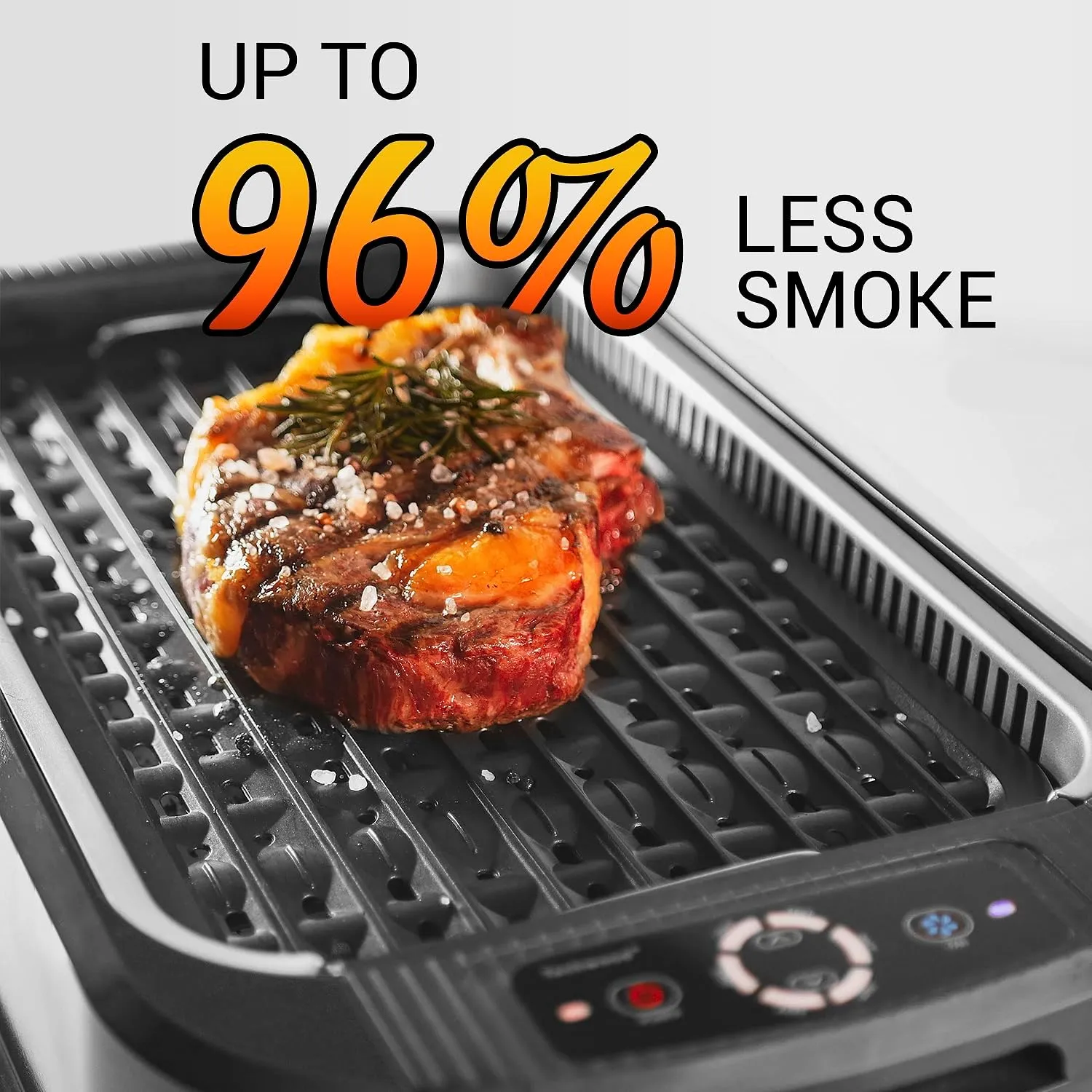 Indoor Smokeless Grill, Techwood 1500W Electric Indoor Grill with Tempered Glass Lid, Portable Non-stick BBQ Korean Grill, Turbo Smoke Extractor Technology, Drip Tray& Double Removable Plate, Black