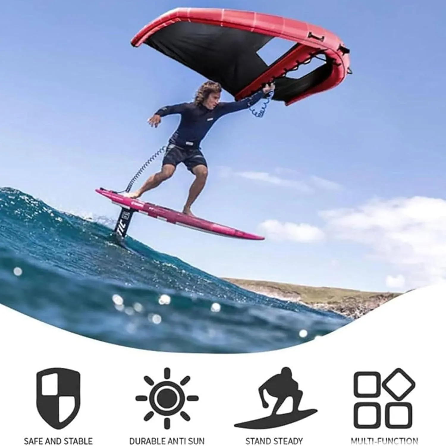 Inflatable Hydrofoil Board,Multipurpose Kitesurfing Wing Surfing Foil Wing Surf Sail,Inflatable Wind Surfing Wing 5㎡,Inflatable Wing with Window,6㎡