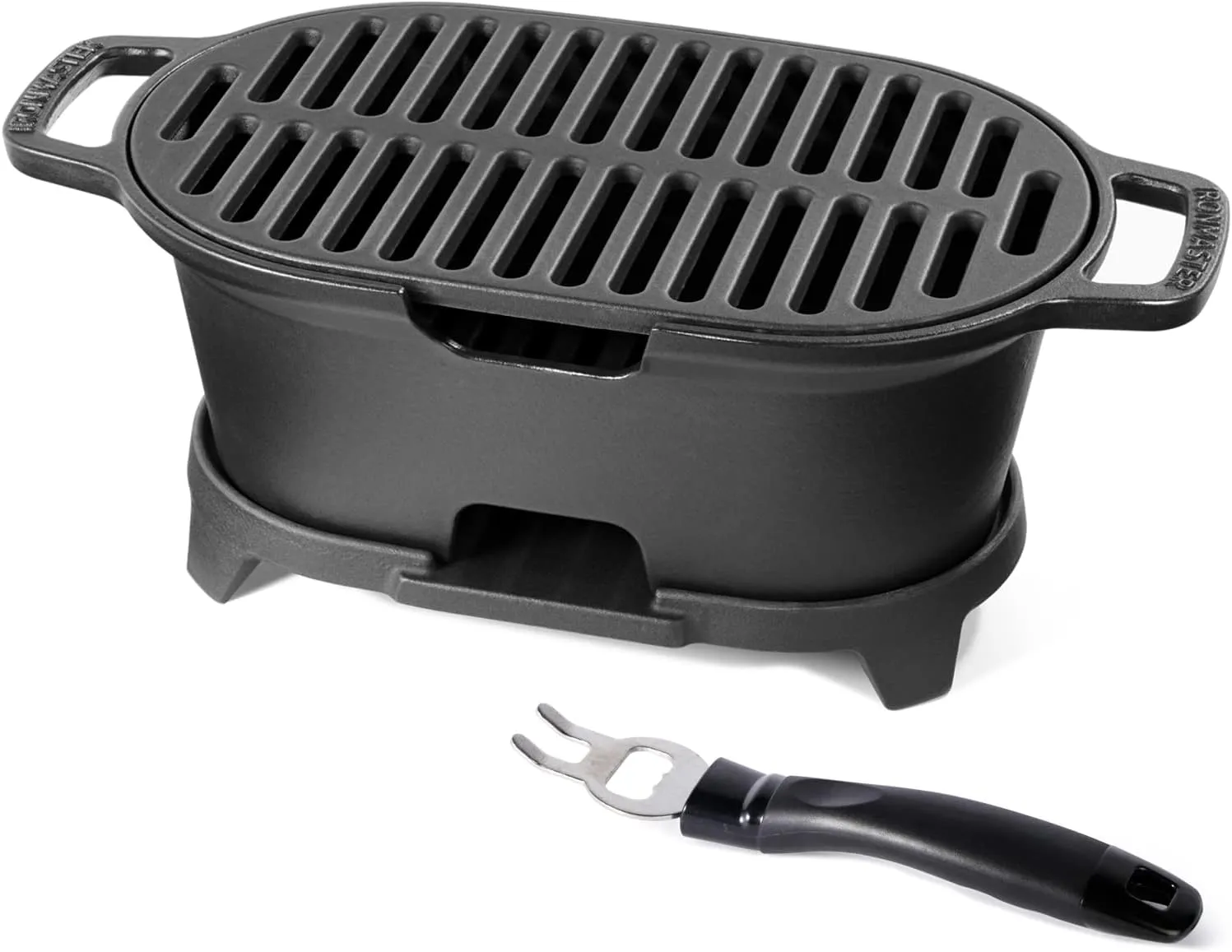 IronMaster Mini 100% Cast Iron Hibachi Grill, Tabletop Small Portable Charcoal Grill for Outdoor Camping, Japanese BBQ Grill Grate Surface 11" x 6.7 "