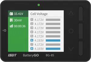 ISDT BattGo BG-8S Battery Meter，LCD Display Digital Battery Capacity Checker Battery Balancer Battery Tester for LiPo/Life/Li-ion/NiMH/Nicd