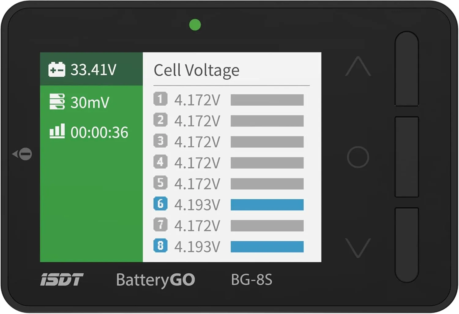 ISDT BattGo BG-8S Battery Meter，LCD Display Digital Battery Capacity Checker Battery Balancer Battery Tester for LiPo/Life/Li-ion/NiMH/Nicd