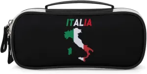 Italy Flag Map Pencil Case with Handle Portable Pencil Storage Pouch Bag Stationery Organizer