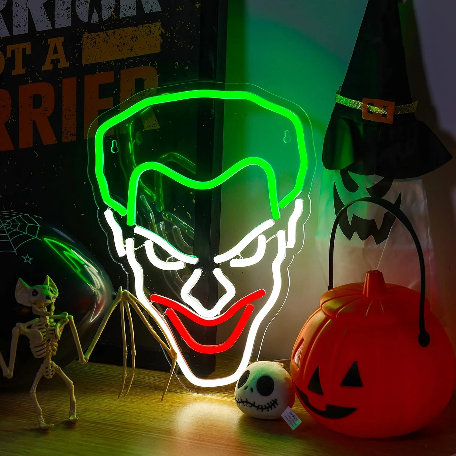 Joker Neon Sign USB Powered for Room Decor, LED Neon Light Sign Dimmable for Wall Art, Anime Neon Sign for Kids Bedroom Man Cave Birthday Gift 14 * 10.4 Inches