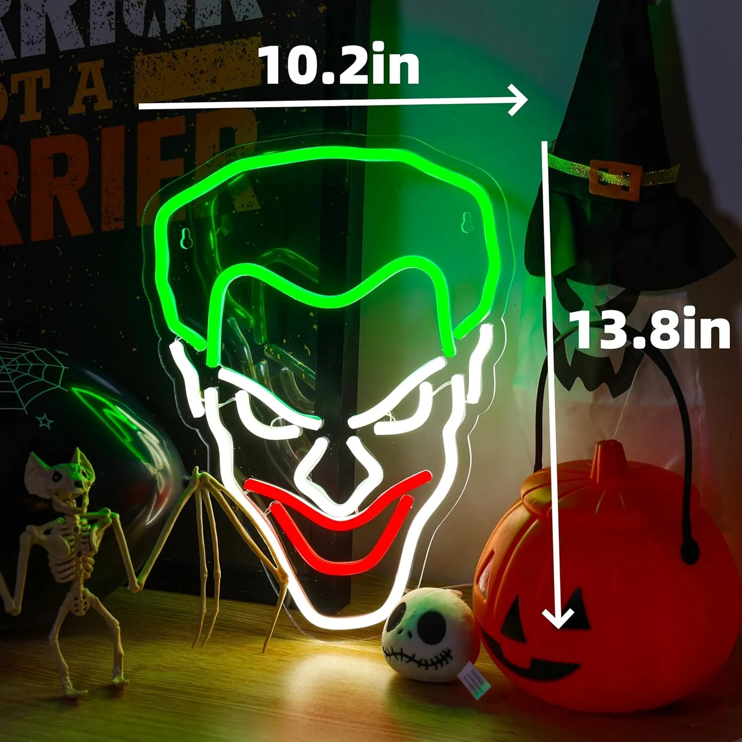 Joker Neon Sign USB Powered for Room Decor, LED Neon Light Sign Dimmable for Wall Art, Anime Neon Sign for Kids Bedroom Man Cave Birthday Gift 14 * 10.4 Inches