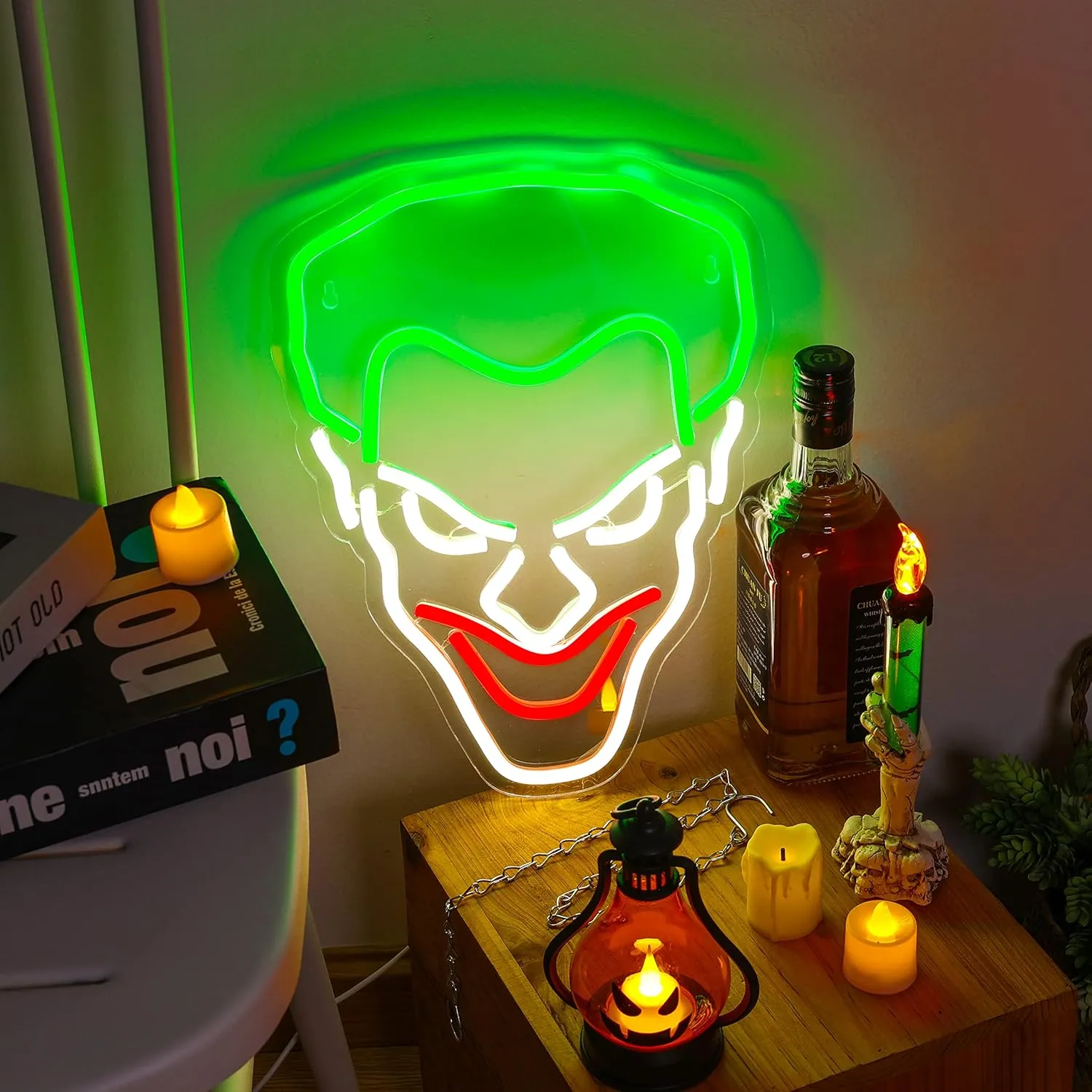 Joker Neon Sign USB Powered for Room Decor, LED Neon Light Sign Dimmable for Wall Art, Anime Neon Sign for Kids Bedroom Man Cave Birthday Gift 14 * 10.4 Inches