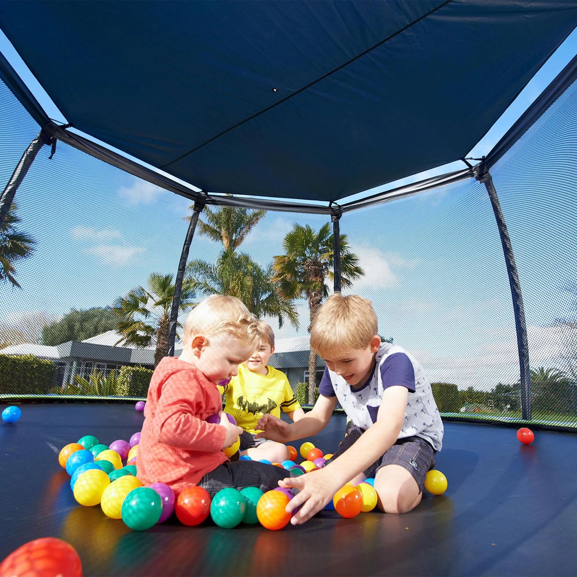 JumpFlex SMARTSHADE Soft Outdoor Trampoline Shade Canopy Cover for Sun Protection, Compatible with Hero 15' Model ONLY, Trampoline NOT Included, Black