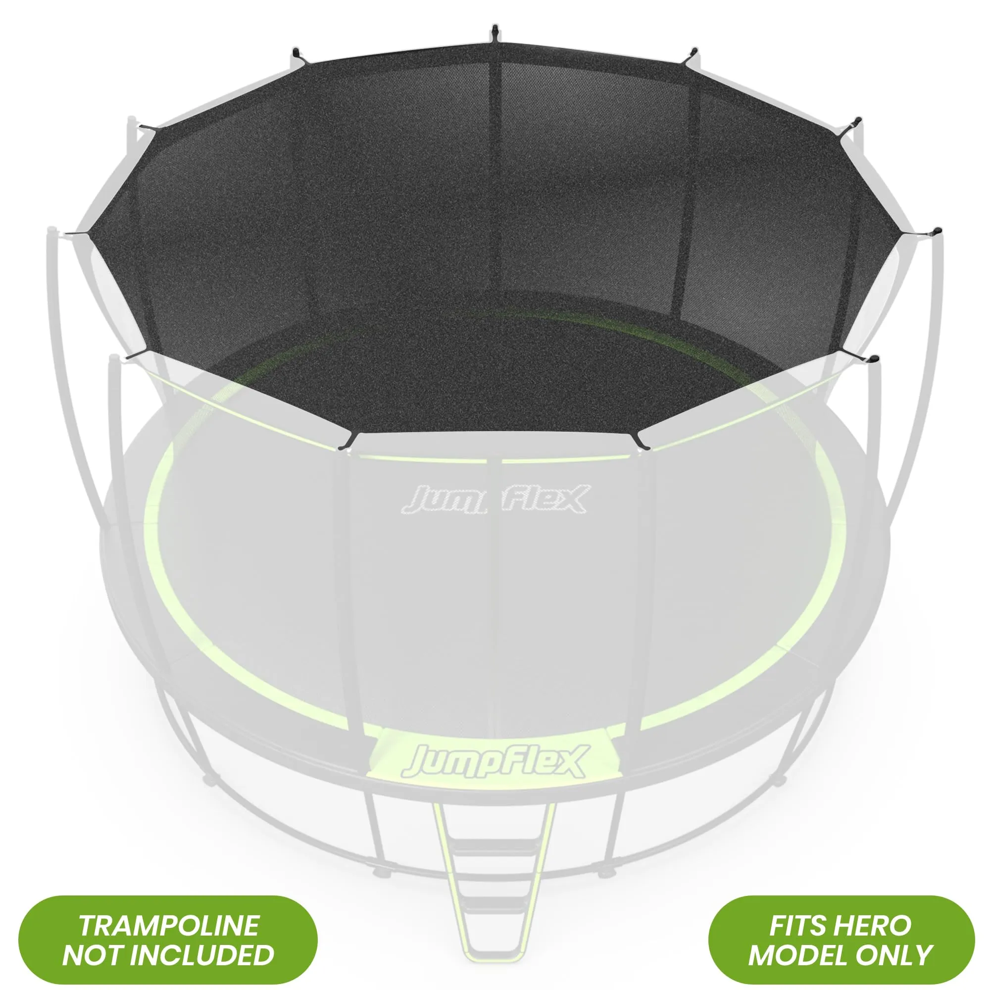 JumpFlex SMARTSHADE Soft Outdoor Trampoline Shade Canopy Cover for Sun Protection, Compatible with Hero 15' Model ONLY, Trampoline NOT Included, Black