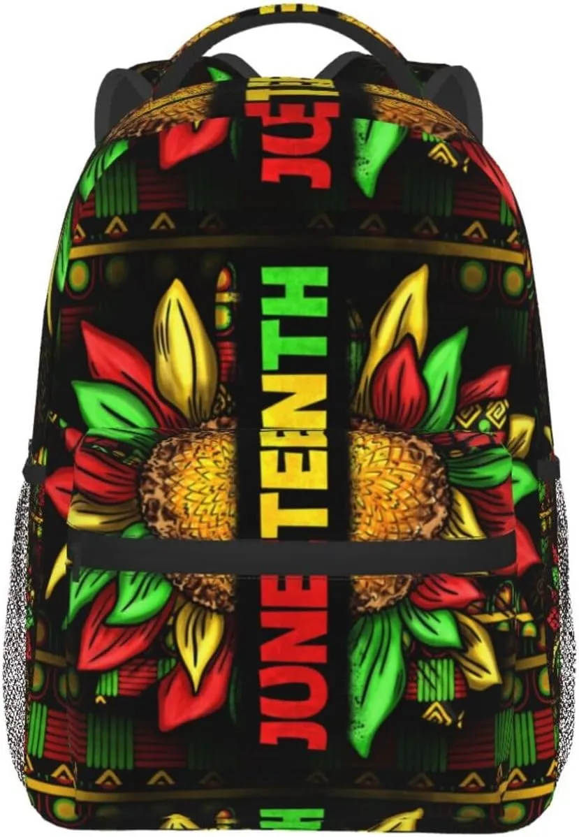 Juneteenth Sunflower Black History Month Backpack Lightweight Laptop Backpack Casual Daypack Travel Double Shoulder Bag For Women Men