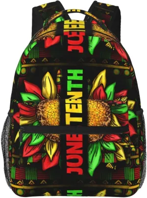 Juneteenth Sunflower Black History Month Backpack Lightweight Laptop Backpack Casual Daypack Travel Double Shoulder Bag For Women Men
