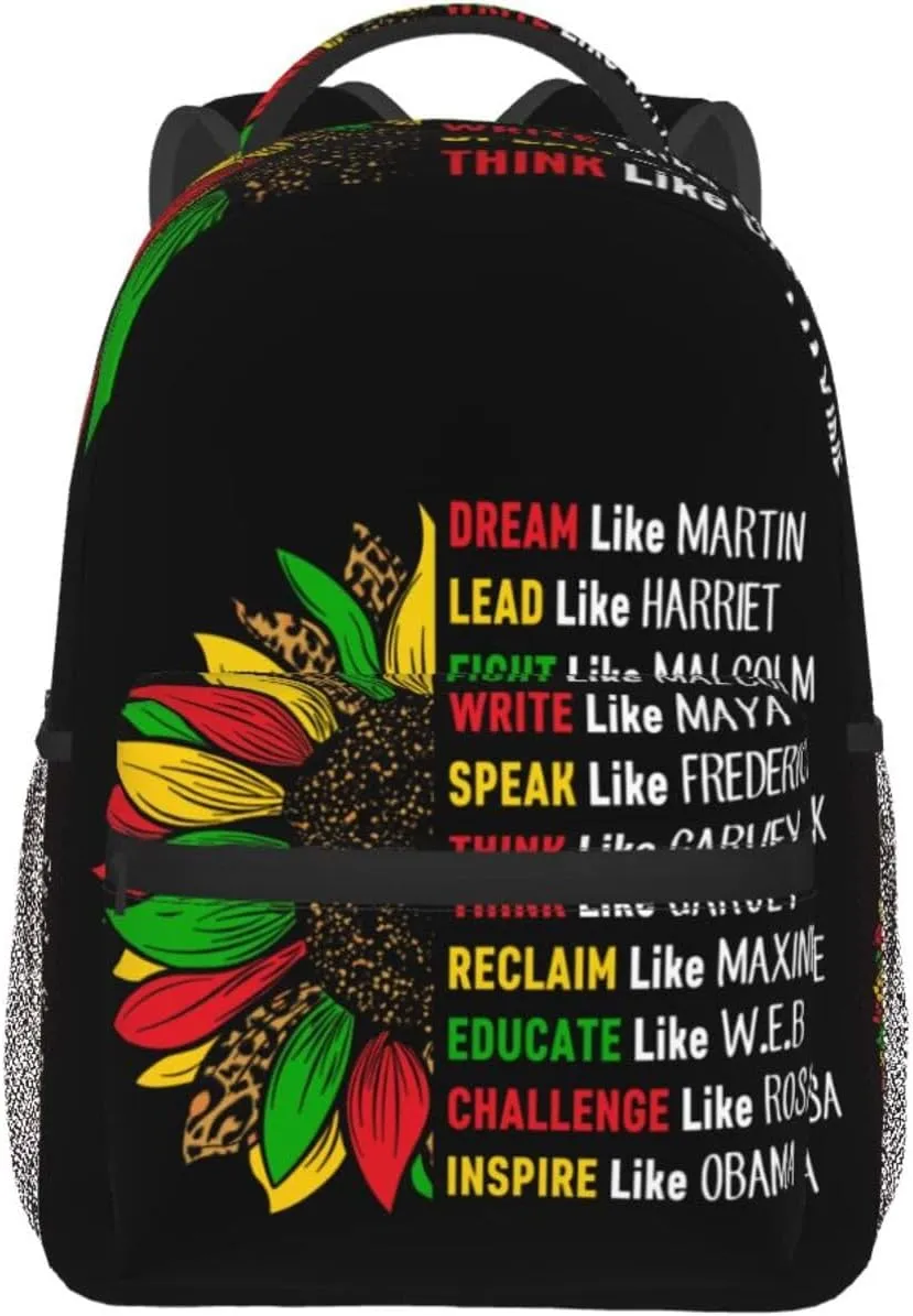 Juneteenth Sunflower Free-ish Black History Month Backpack Lightweight Laptop Backpack Casual Daypack Travel Double Shoulder Bag For Women Men