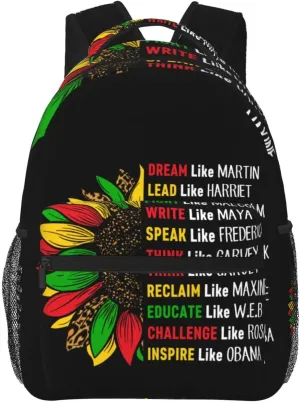 Juneteenth Sunflower Free-ish Black History Month Backpack Lightweight Laptop Backpack Casual Daypack Travel Double Shoulder Bag For Women Men