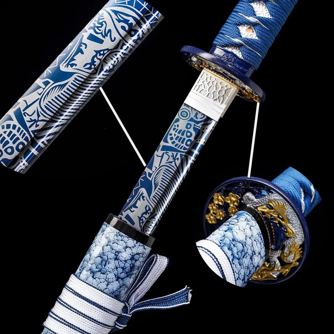 Kamaiwo-1045/1060 Clay Tempering high Carbon Steel Hademade Heat Tempered Full Handmade Hand Forged Japanese Katana Authentic，Sword Real Weapons，Full Tang,Functional,Practical Sharp
