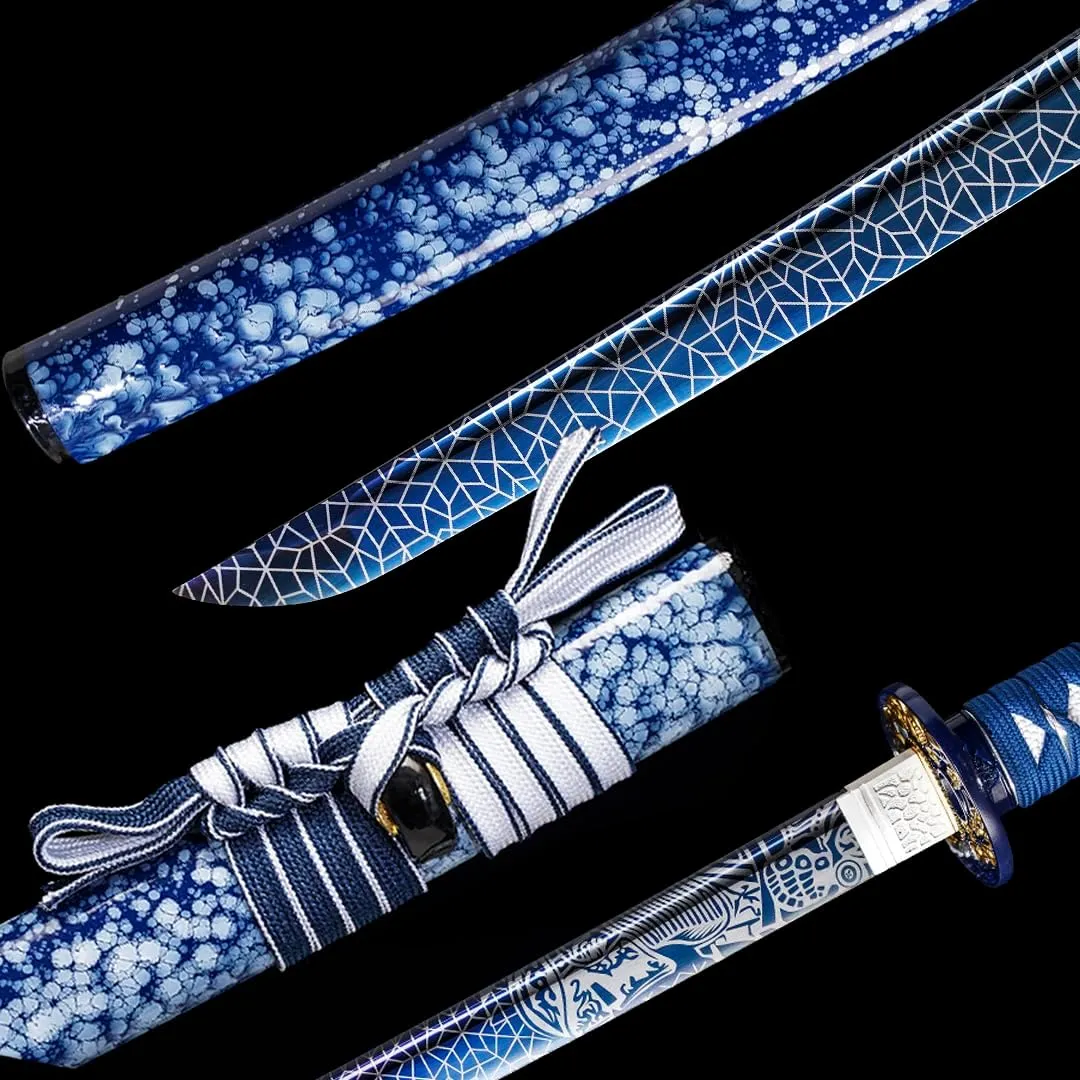 Kamaiwo-1045/1060 Clay Tempering high Carbon Steel Hademade Heat Tempered Full Handmade Hand Forged Japanese Katana Authentic，Sword Real Weapons，Full Tang,Functional,Practical Sharp