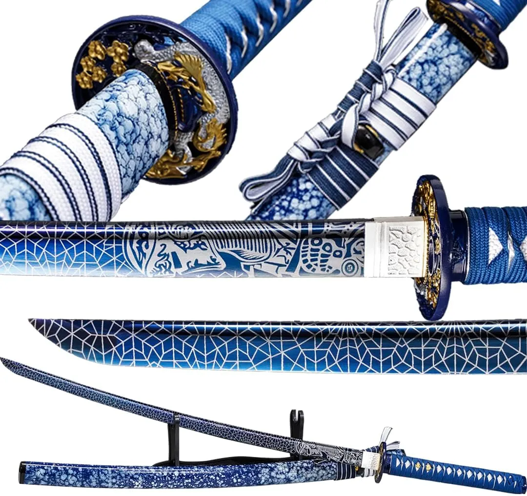 Kamaiwo-1045/1060 Clay Tempering high Carbon Steel Hademade Heat Tempered Full Handmade Hand Forged Japanese Katana Authentic，Sword Real Weapons，Full Tang,Functional,Practical Sharp