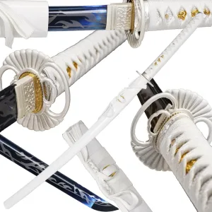 Kamaiwo-1045/1060 Handmade Hand Forged Authentic，Japanese Katana Samurai Swords are a Unique Gift for Men - Full Tang High Carbon Steel Makes a Memorable for Martial Arts Collectors,Blue