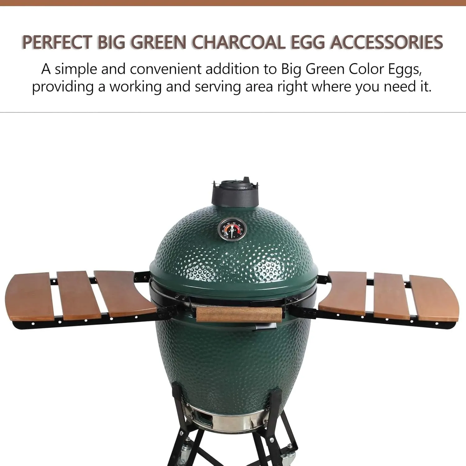 KAMaster Side Shelves for Large Big Green Egg 3 Slat Grill Mates Large Big Green Eggs Accessories Kamado Grill Parts Replacement HDPE Grill Smoker Accessories