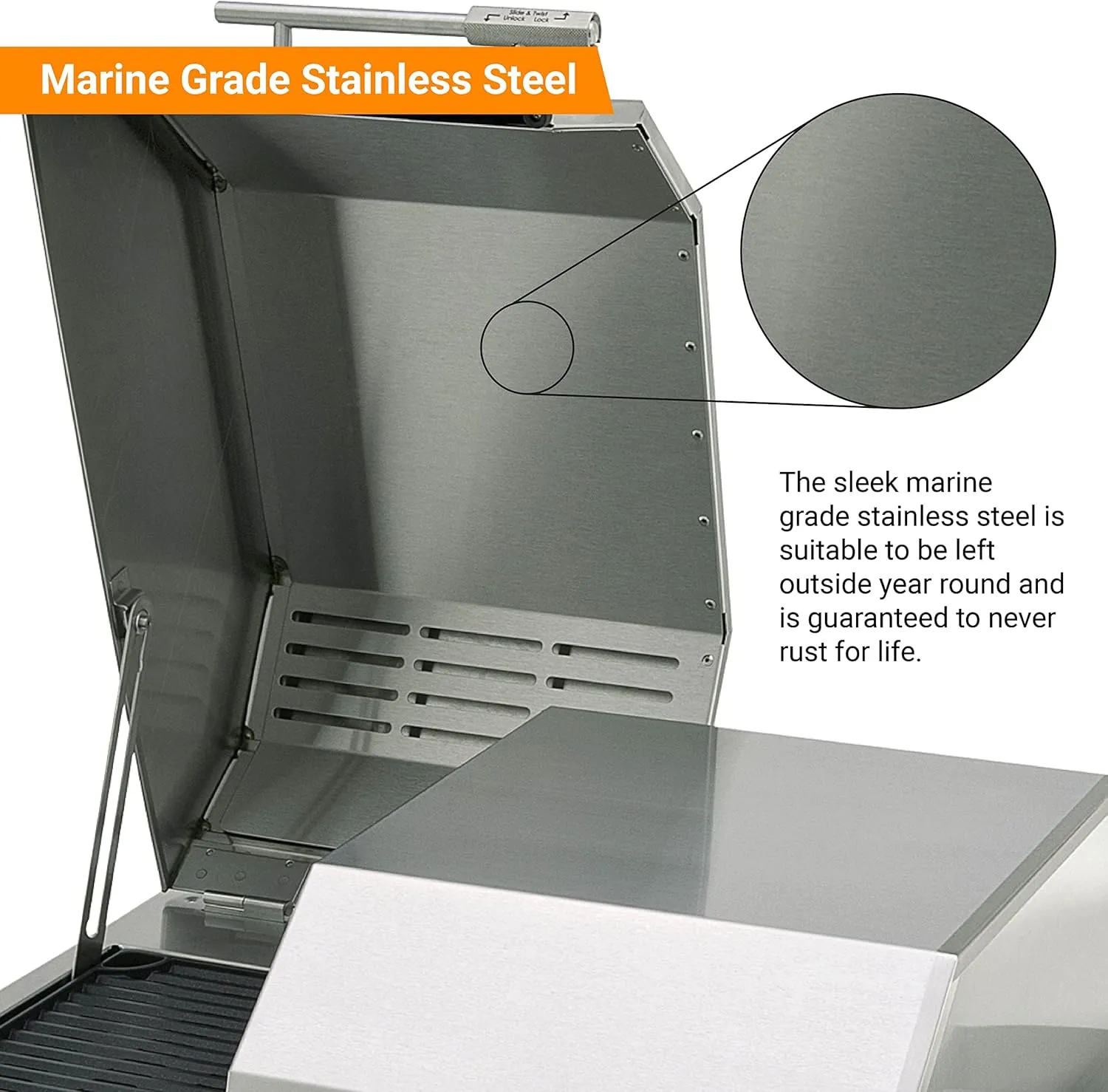 Kenyon Texan Built-In Electric Grill, UL-Approved For Indoor And Outdoor Use, Stainless Steel Body, Rust-Proof Grill, Quick Heat Up, Alternative For Gas And Charcoal Grill, Dishwasher Safe Grates