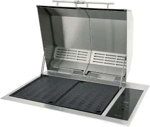 Kenyon Texan Built-In Electric Grill, UL-Approved For Indoor And Outdoor Use, Stainless Steel Body, Rust-Proof Grill, Quick Heat Up, Alternative For Gas And Charcoal Grill, Dishwasher Safe Grates