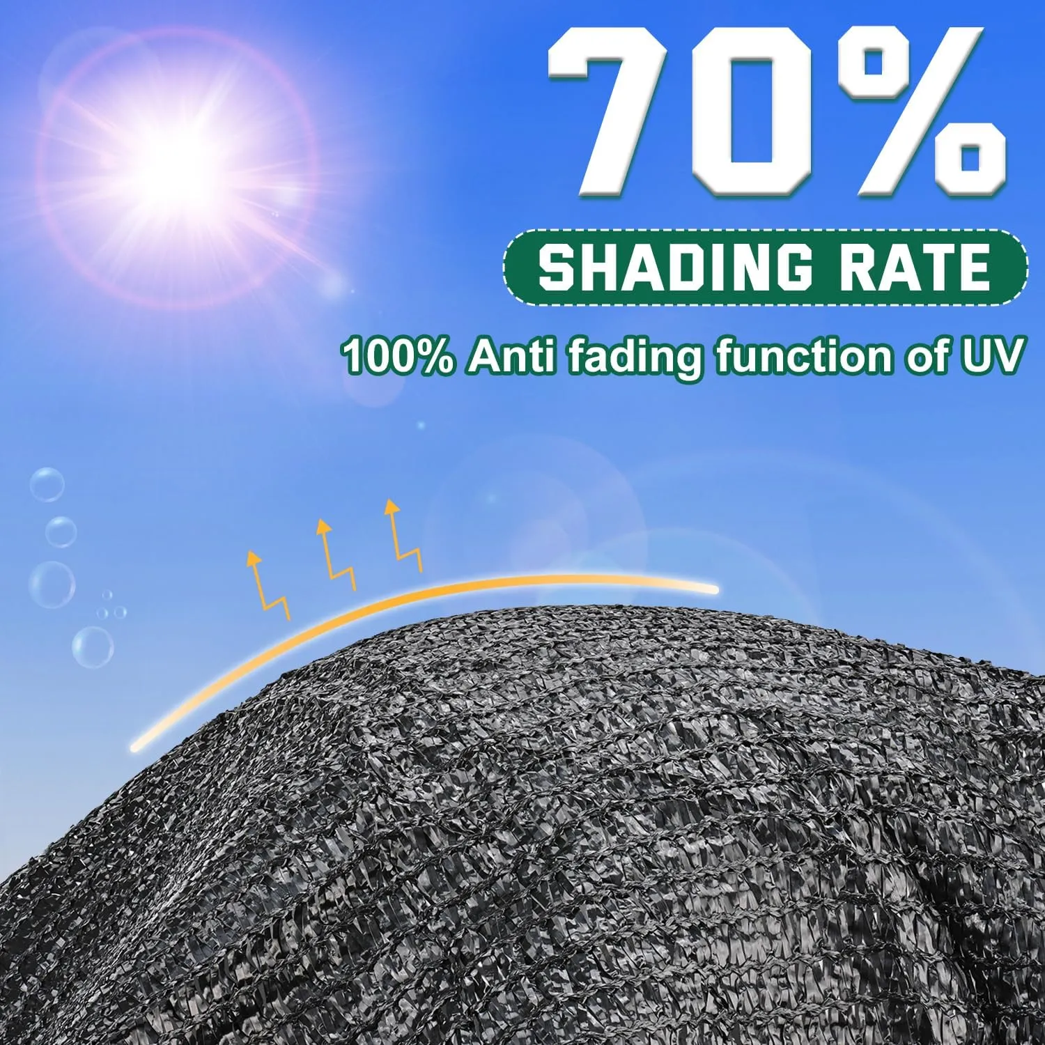 Kesfitt Garden 70% Shade Cloth, Resistant Sun Shade Net 8x12FT Mesh Tarp with HDPE Material and Reinforced Grommets Shade Trap for Greenhouse, Plant, Pergola, and Backyard Patio Sunshade